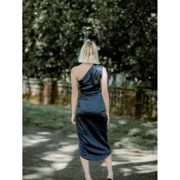 🆕ELLIATT Cassini One-Shoulder Satin Dress Blue Small 4 - Picture 6 of 14